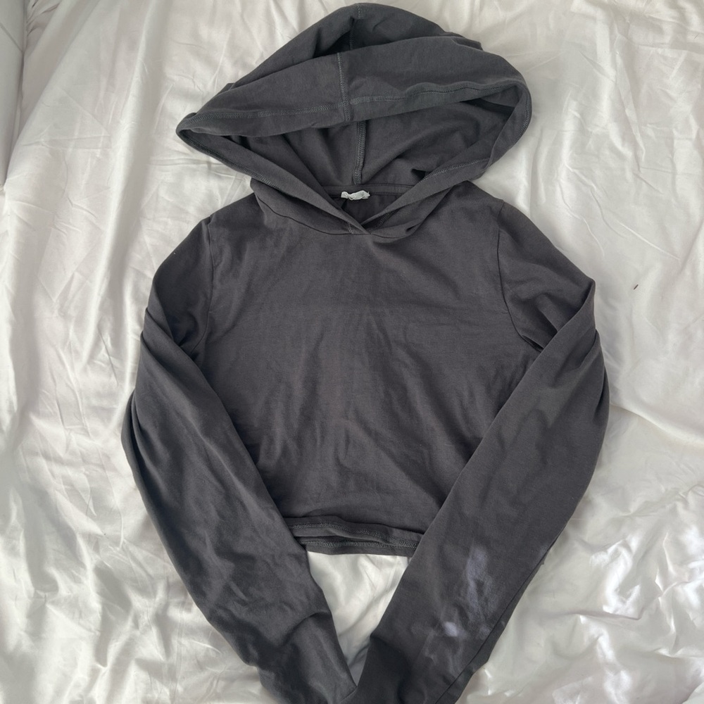 Garage Dark Gray Hooded Crop Top